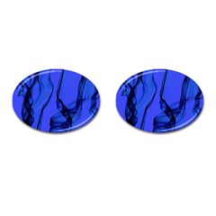 Blue Velvet Ribbon Background Cufflinks (oval) by Nexatart