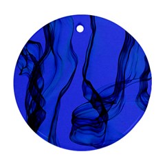 Blue Velvet Ribbon Background Round Ornament (two Sides) by Nexatart