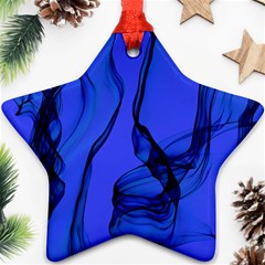 Blue Velvet Ribbon Background Star Ornament (two Sides) by Nexatart