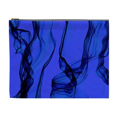 Blue Velvet Ribbon Background Cosmetic Bag (xl) by Nexatart