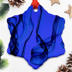 Blue Velvet Ribbon Background Snowflake Ornament (two Sides) by Nexatart