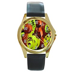 Neutral Abstract Picture Sweet Shit Confectioner Round Gold Metal Watch by Nexatart