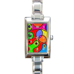 Digitally Painted Patchwork Shapes With Bold Colours Rectangle Italian Charm Watch by Nexatart