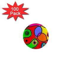 Digitally Painted Patchwork Shapes With Bold Colours 1  Mini Magnets (100 Pack)  by Nexatart