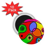 Digitally Painted Patchwork Shapes With Bold Colours 1 75  Magnets (10 Pack)  by Nexatart