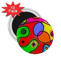 Digitally Painted Patchwork Shapes With Bold Colours 2 25  Magnets (10 Pack)  by Nexatart