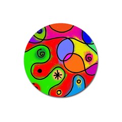 Digitally Painted Patchwork Shapes With Bold Colours Magnet 3  (round) by Nexatart