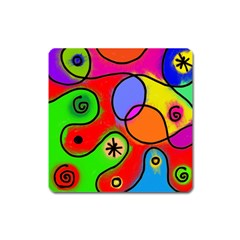 Digitally Painted Patchwork Shapes With Bold Colours Square Magnet by Nexatart