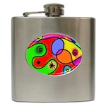 Digitally Painted Patchwork Shapes With Bold Colours Hip Flask (6 oz) Front