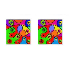 Digitally Painted Patchwork Shapes With Bold Colours Cufflinks (square) by Nexatart