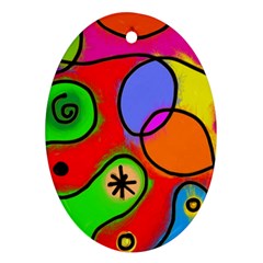 Digitally Painted Patchwork Shapes With Bold Colours Oval Ornament (two Sides) by Nexatart