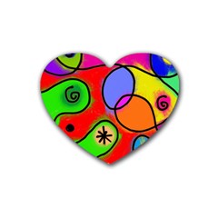 Digitally Painted Patchwork Shapes With Bold Colours Rubber Coaster (heart)  by Nexatart