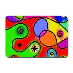 Digitally Painted Patchwork Shapes With Bold Colours Small Doormat  by Nexatart