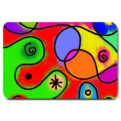 Digitally Painted Patchwork Shapes With Bold Colours Large Doormat  by Nexatart