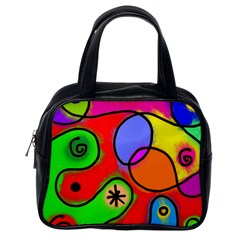 Digitally Painted Patchwork Shapes With Bold Colours Classic Handbags (one Side) by Nexatart