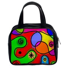 Digitally Painted Patchwork Shapes With Bold Colours Classic Handbags (2 Sides) by Nexatart