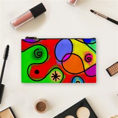 Digitally Painted Patchwork Shapes With Bold Colours Cosmetic Bag (small)  by Nexatart