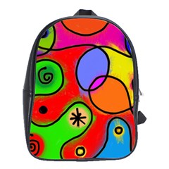 Digitally Painted Patchwork Shapes With Bold Colours School Bags(large)  by Nexatart