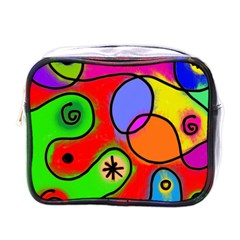 Digitally Painted Patchwork Shapes With Bold Colours Mini Toiletries Bags by Nexatart