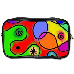 Digitally Painted Patchwork Shapes With Bold Colours Toiletries Bags by Nexatart