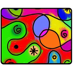 Digitally Painted Patchwork Shapes With Bold Colours Fleece Blanket (medium)  by Nexatart