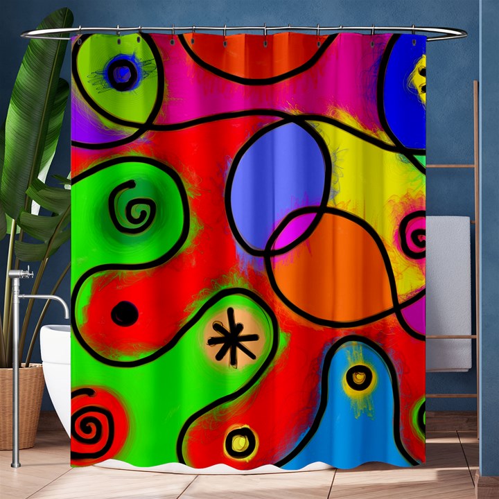 Digitally Painted Patchwork Shapes With Bold Colours Shower Curtain 60  x 72  (Medium) 