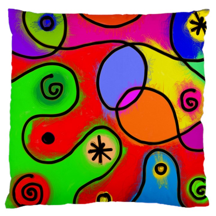 Digitally Painted Patchwork Shapes With Bold Colours Large Cushion Case (Two Sides)