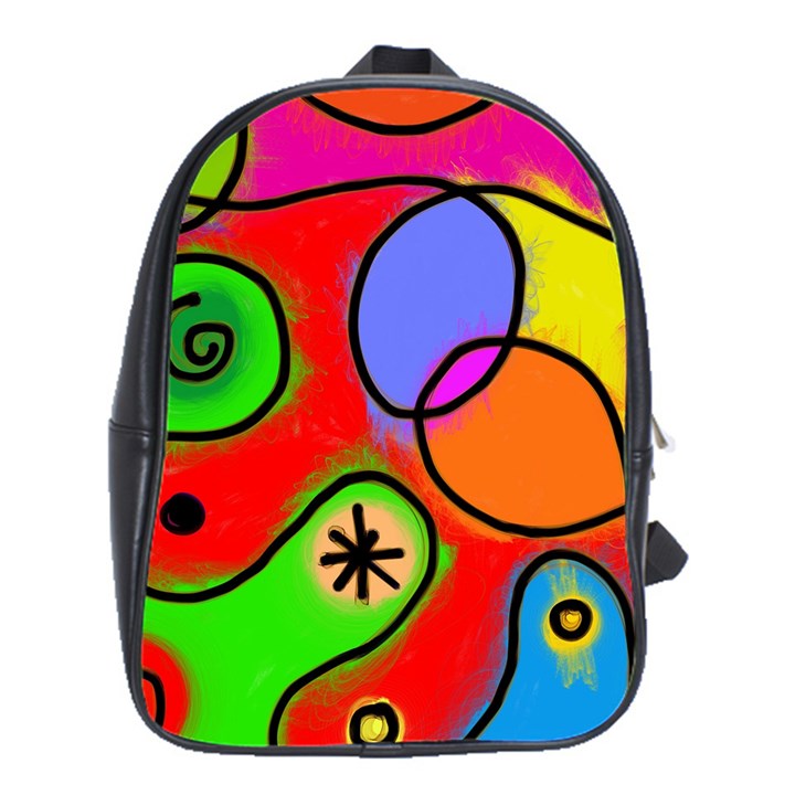 Digitally Painted Patchwork Shapes With Bold Colours School Bags (XL) 