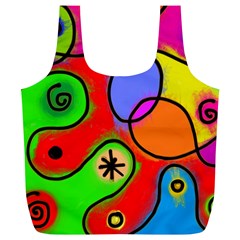 Digitally Painted Patchwork Shapes With Bold Colours Full Print Recycle Bags (l)  by Nexatart