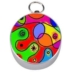 Digitally Painted Patchwork Shapes With Bold Colours Silver Compasses by Nexatart