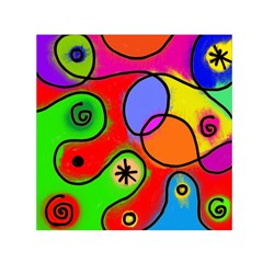 Digitally Painted Patchwork Shapes With Bold Colours Small Satin Scarf (square) by Nexatart