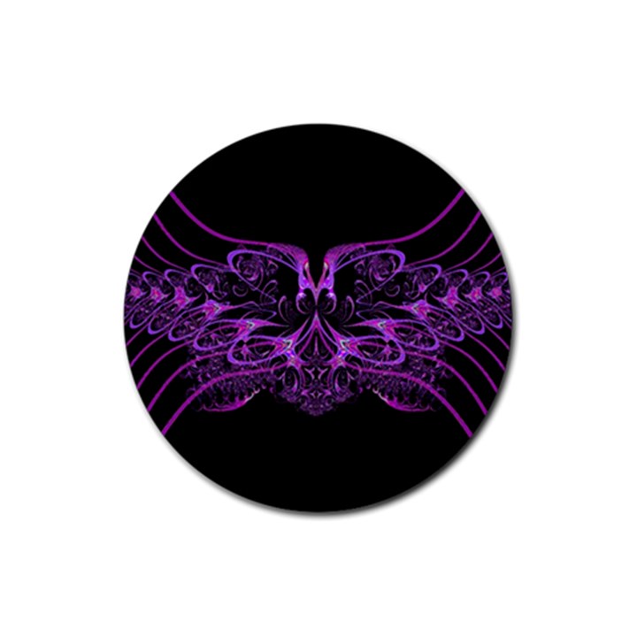 Beautiful Pink Lovely Image In Pink On Black Rubber Coaster (Round) 