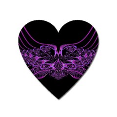 Beautiful Pink Lovely Image In Pink On Black Heart Magnet by Nexatart