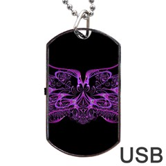 Beautiful Pink Lovely Image In Pink On Black Dog Tag Usb Flash (one Side) by Nexatart