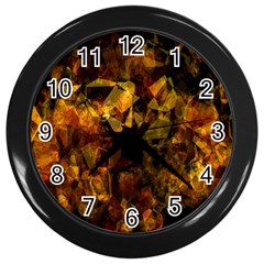 Autumn Colors In An Abstract Seamless Background Wall Clocks (black) by Nexatart