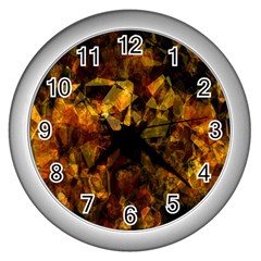 Autumn Colors In An Abstract Seamless Background Wall Clocks (silver)  by Nexatart