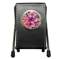 Raspberry Delight Pen Holder Desk Clocks by Nexatart