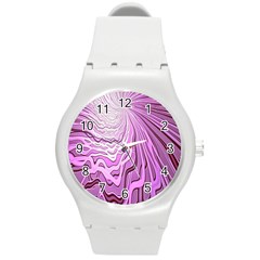 Light Pattern Abstract Background Wallpaper Round Plastic Sport Watch (m) by Nexatart