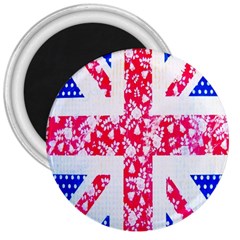 British Flag Abstract British Union Jack Flag In Abstract Design With Flowers 3  Magnets by Nexatart