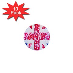 British Flag Abstract British Union Jack Flag In Abstract Design With Flowers 1  Mini Buttons (10 Pack)  by Nexatart