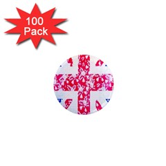 British Flag Abstract British Union Jack Flag In Abstract Design With Flowers 1  Mini Magnets (100 Pack)  by Nexatart