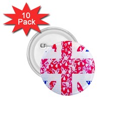 British Flag Abstract British Union Jack Flag In Abstract Design With Flowers 1 75  Buttons (10 Pack) by Nexatart