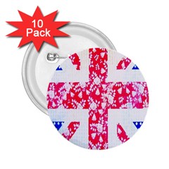 British Flag Abstract British Union Jack Flag In Abstract Design With Flowers 2 25  Buttons (10 Pack)  by Nexatart