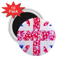 British Flag Abstract British Union Jack Flag In Abstract Design With Flowers 2 25  Magnets (10 Pack)  by Nexatart