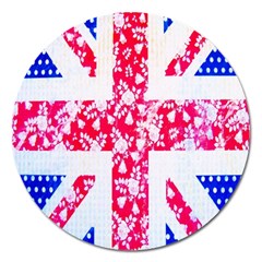 British Flag Abstract British Union Jack Flag In Abstract Design With Flowers Magnet 5  (round) by Nexatart