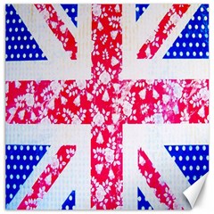 British Flag Abstract British Union Jack Flag In Abstract Design With Flowers Canvas 16  X 16   by Nexatart