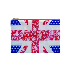 British Flag Abstract British Union Jack Flag In Abstract Design With Flowers Cosmetic Bag (medium)  by Nexatart