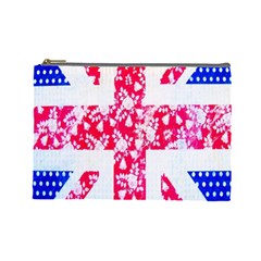 British Flag Abstract British Union Jack Flag In Abstract Design With Flowers Cosmetic Bag (large)  by Nexatart