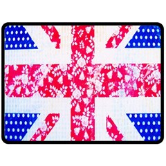 British Flag Abstract British Union Jack Flag In Abstract Design With Flowers Fleece Blanket (large)  by Nexatart