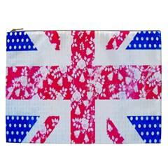 British Flag Abstract British Union Jack Flag In Abstract Design With Flowers Cosmetic Bag (xxl)  by Nexatart